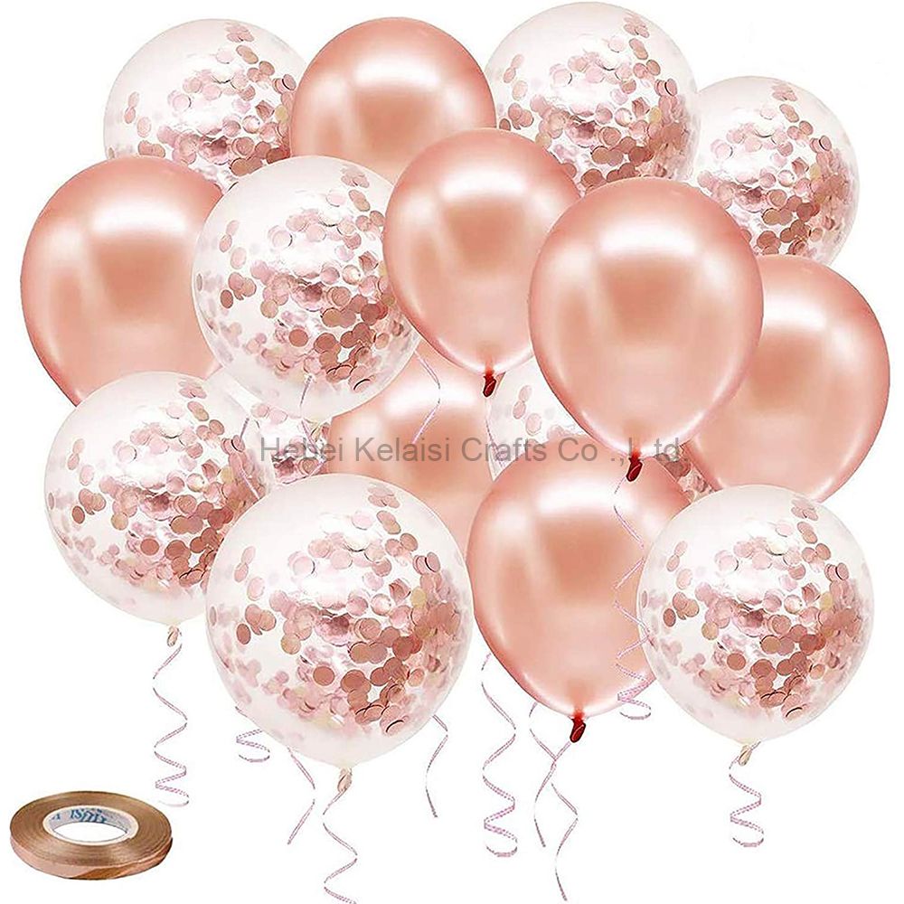 Rose Gold Confetti Latex Balloons