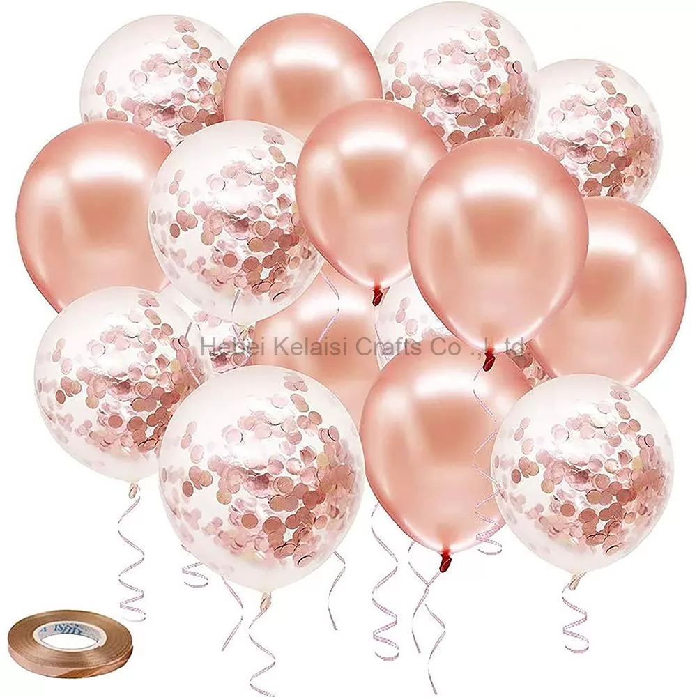 Rose Gold Confetti Latex Balloons