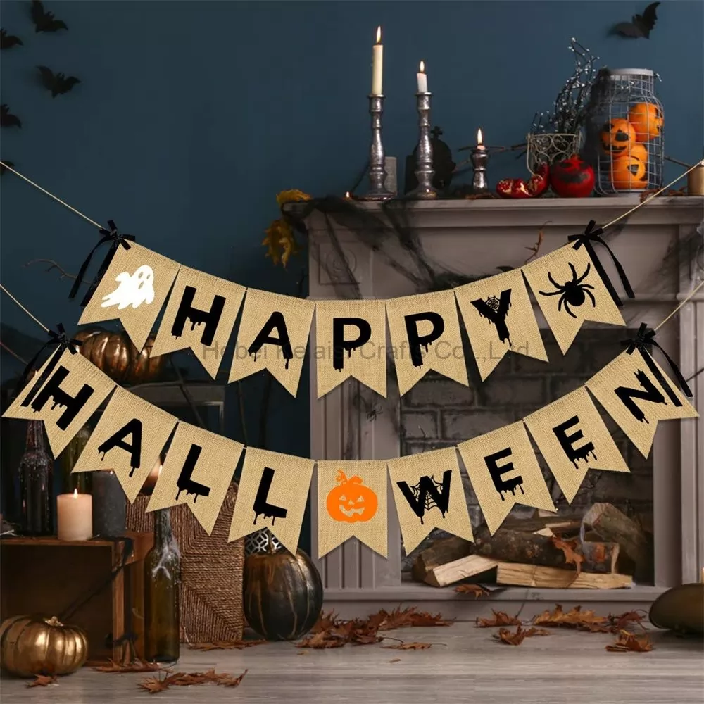 Happy Halloween Burlap Banner