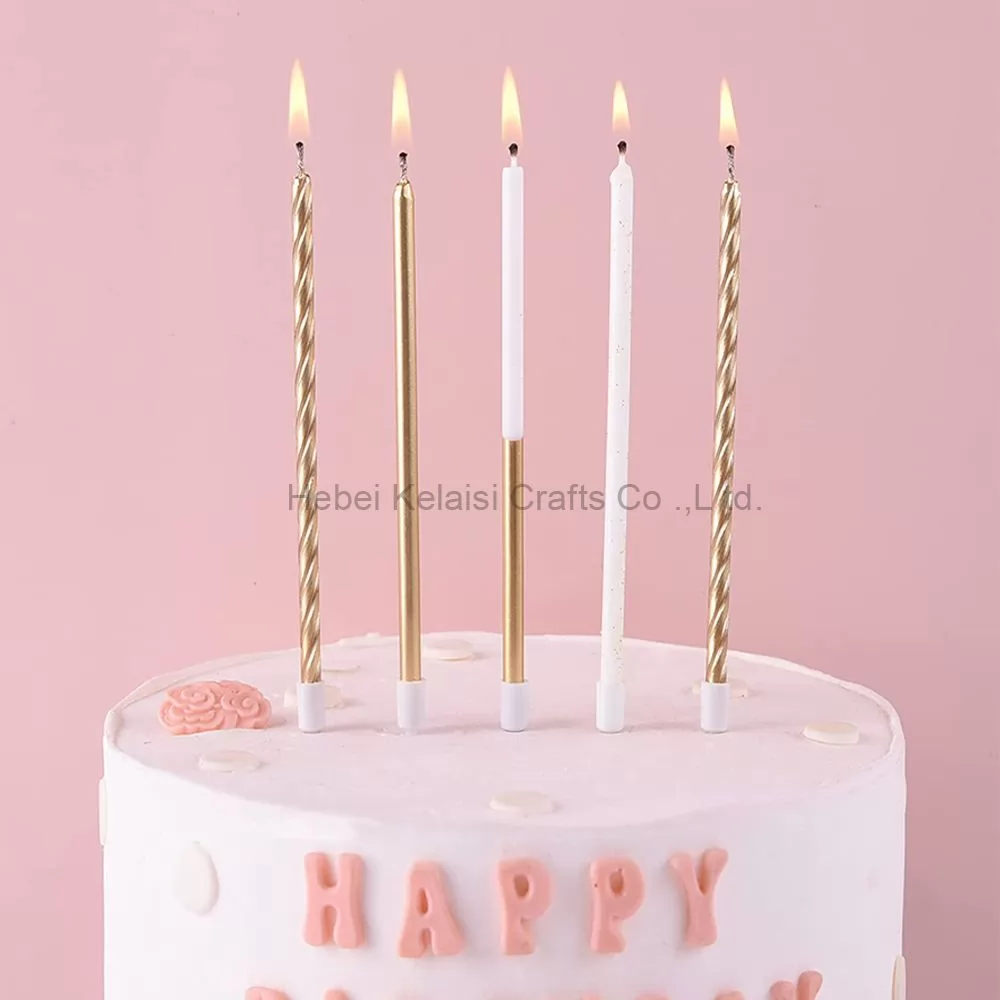 Pencil shaped metal spray painted birthday candle