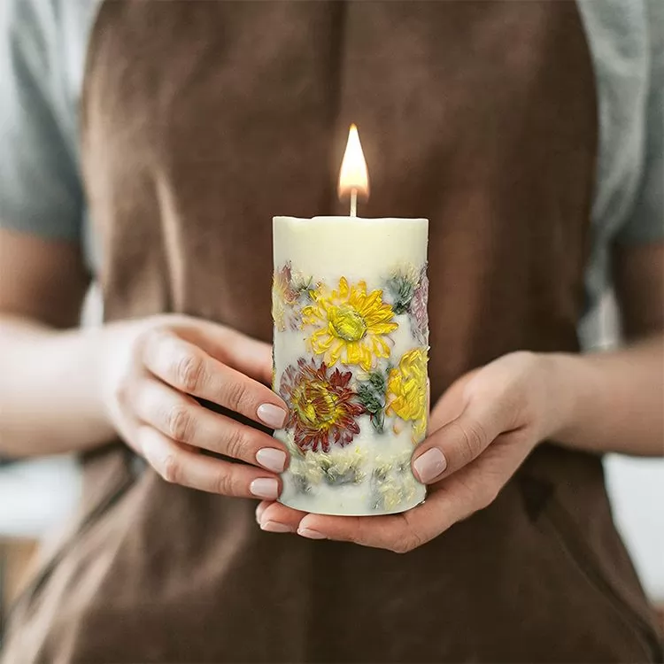 Smokeless Dry Flower Pillar Aromatherapy Candles