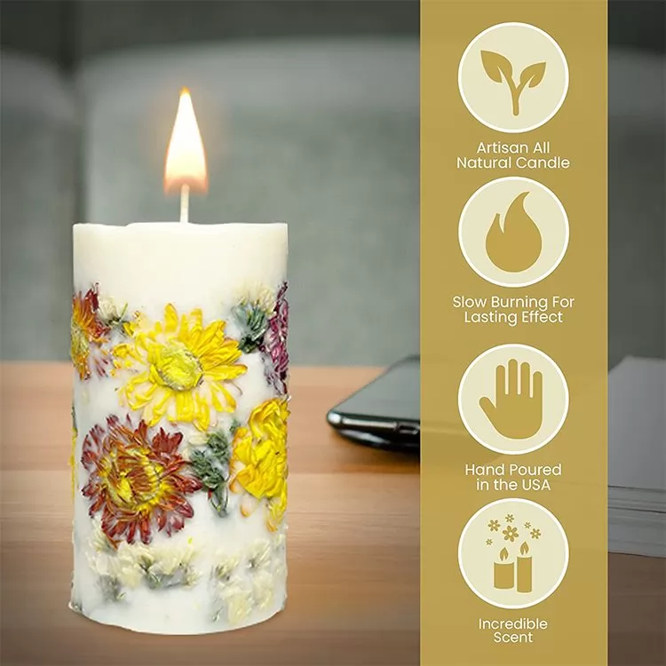 Smokeless Dry Flower Pillar Aromatherapy Candles