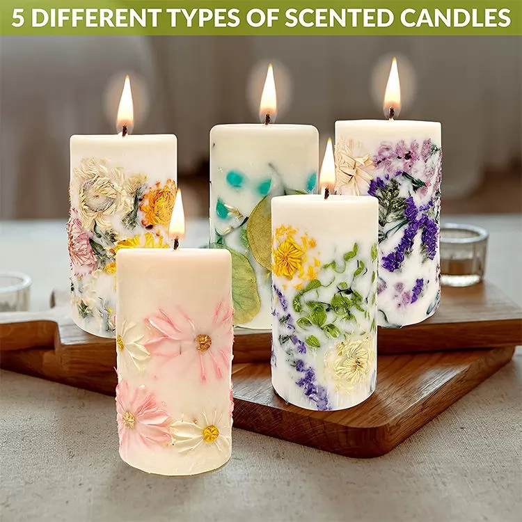 Smokeless Dry Flower Pillar Aromatherapy Candles