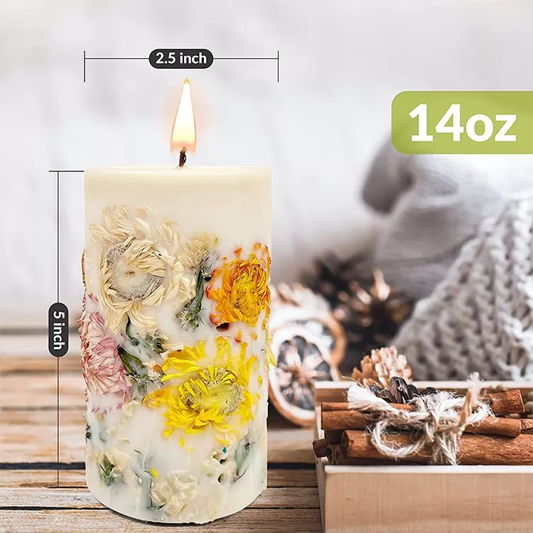 Smokeless Dry Flower Pillar Aromatherapy Candles