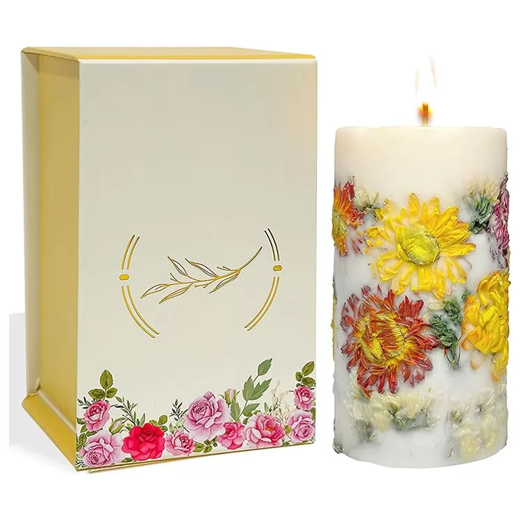 Smokeless Dry Flower Pillar Aromatherapy Candles