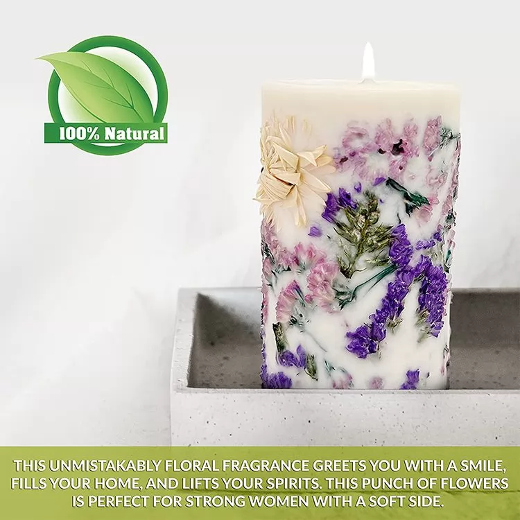 Smokeless Dry Flower Pillar Aromatherapy Candles