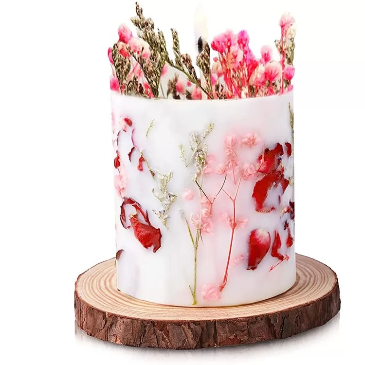 Dried Flower Pillar Scented Soy Candles Gifts Set