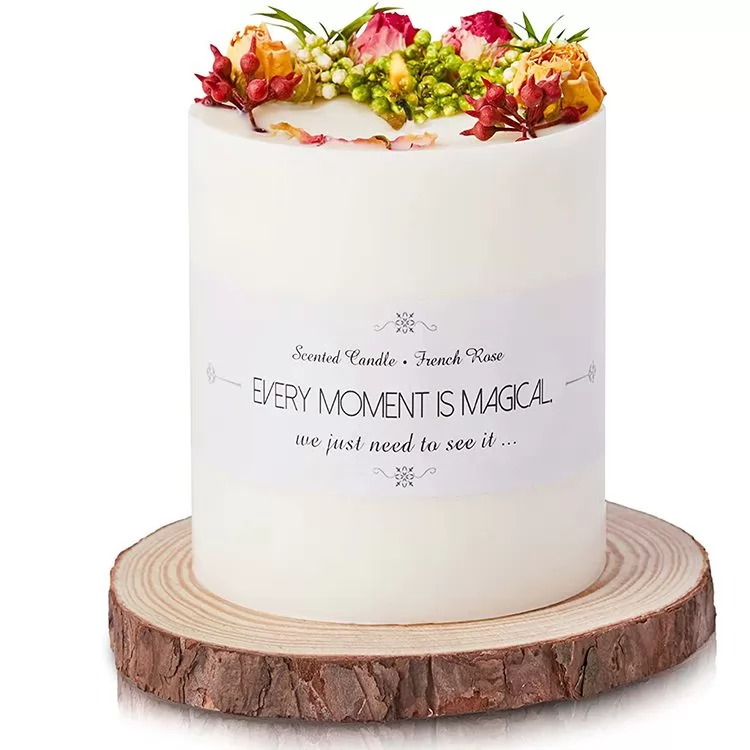Dried Flower Pillar Scented Soy Candles Gifts Set