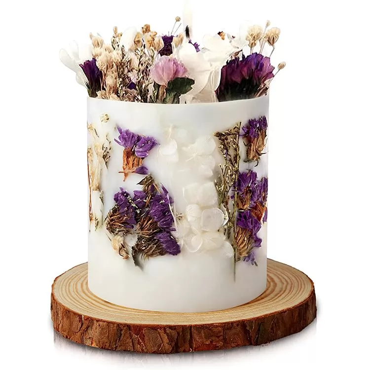 Dried Flower Pillar Scented Soy Candles Gifts Set