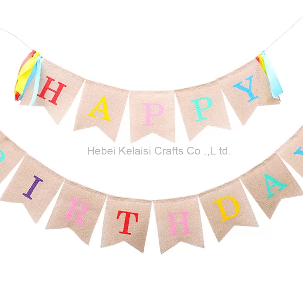 Happy Birthday Banner Linen Flag