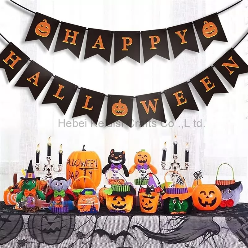 Black Happy Halloween Paper Banner