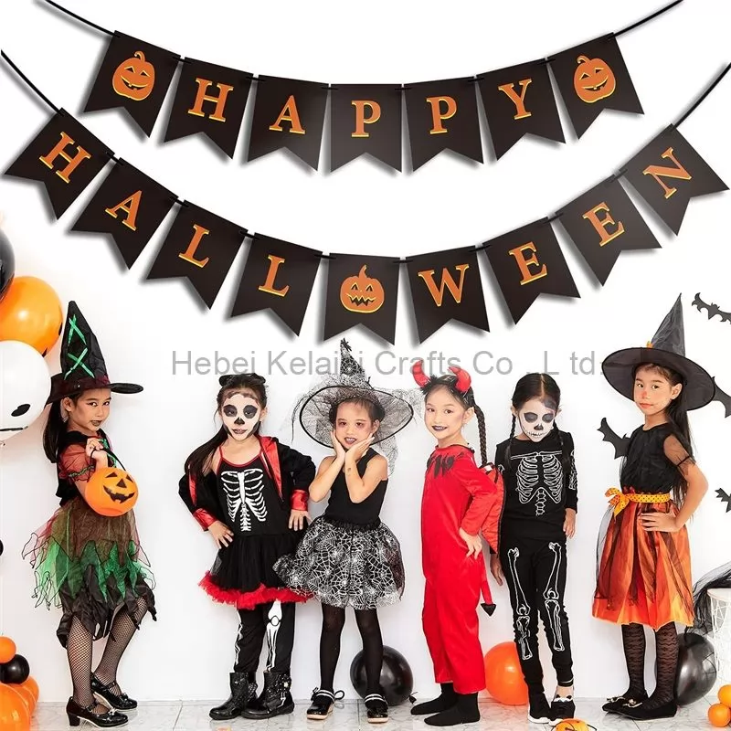 Black Happy Halloween Paper Banner