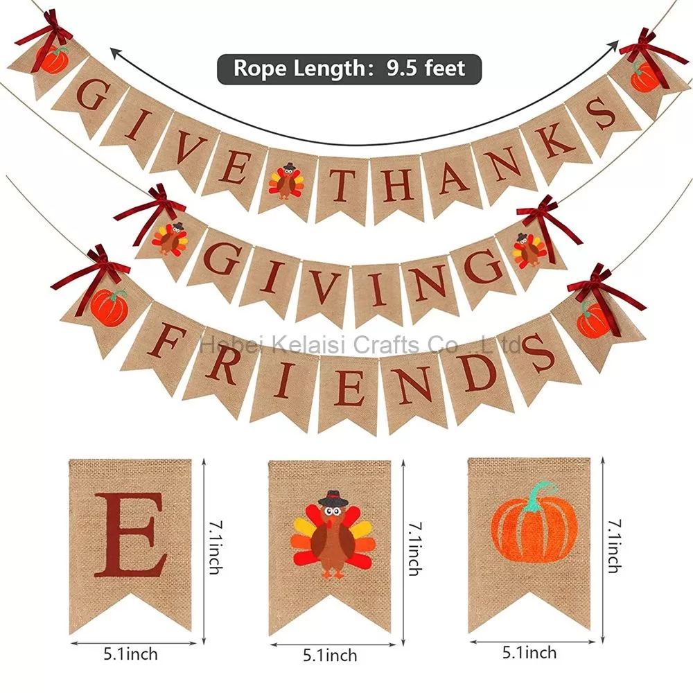 Thanksgiving  Burlap Party Fireplace Mantle Decor Banner