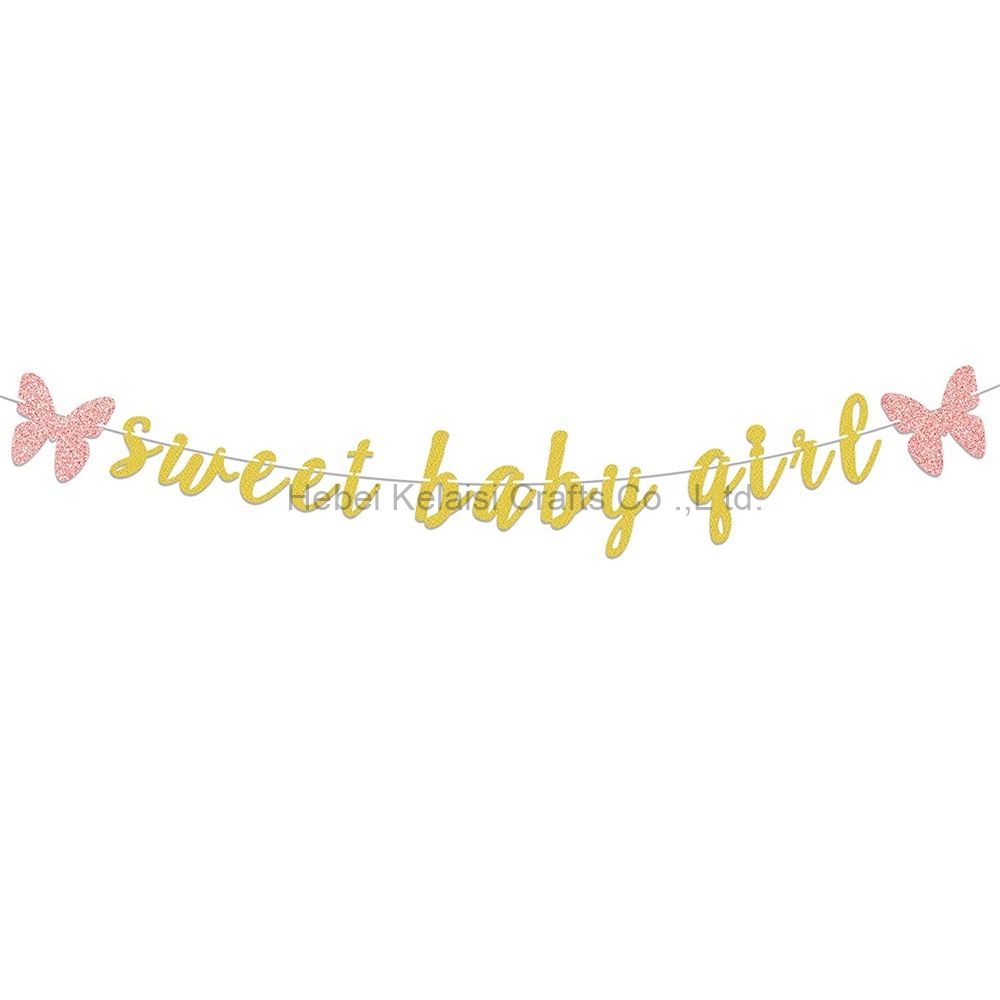 Sweet Baby Girl Gold Glitter Garland Banner