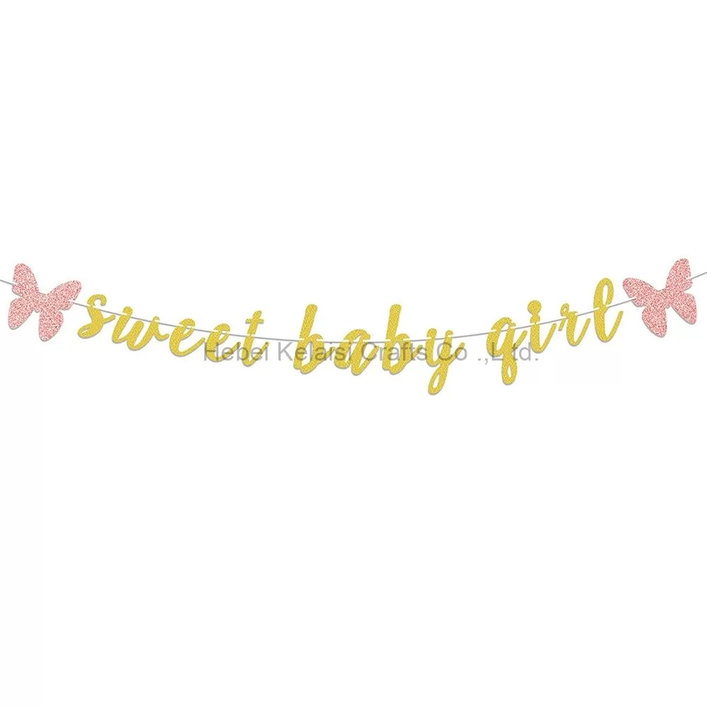 Sweet Baby Girl Gold Glitter Garland Banner