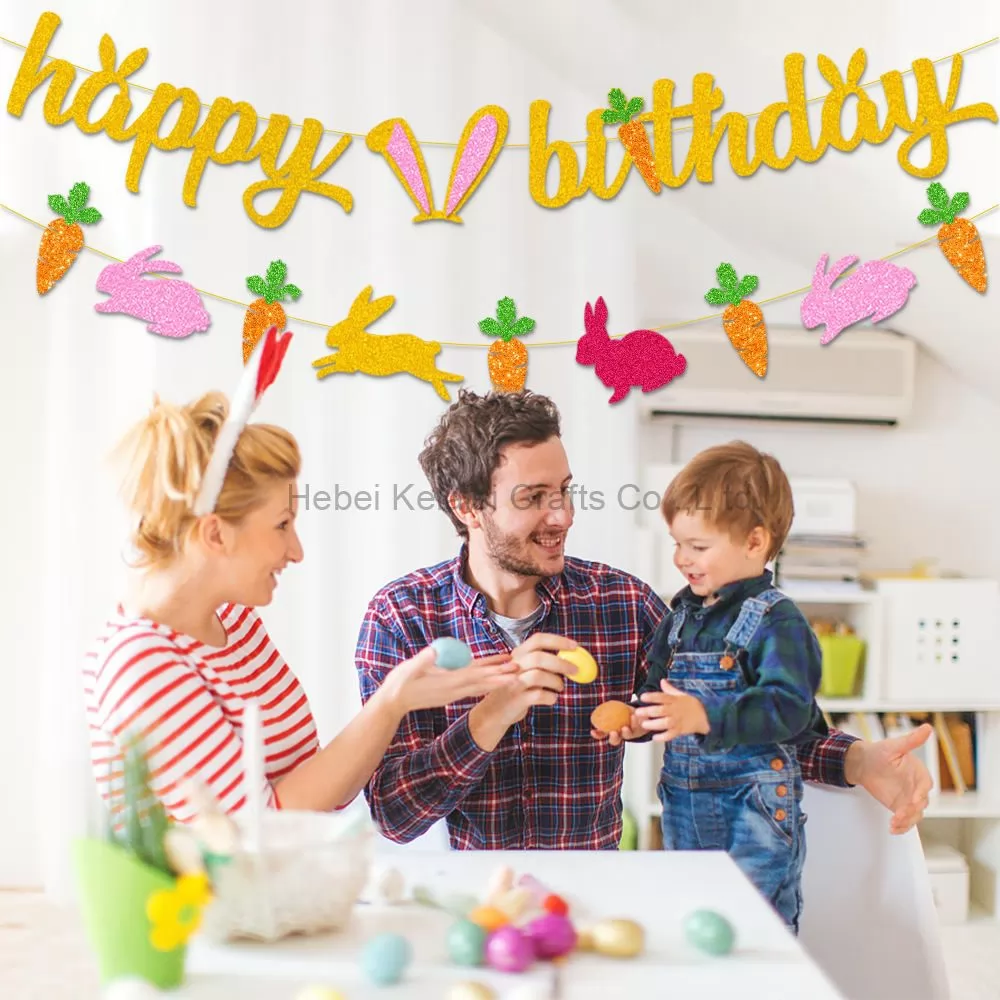 Golden Glitter Easter Birthday Banner