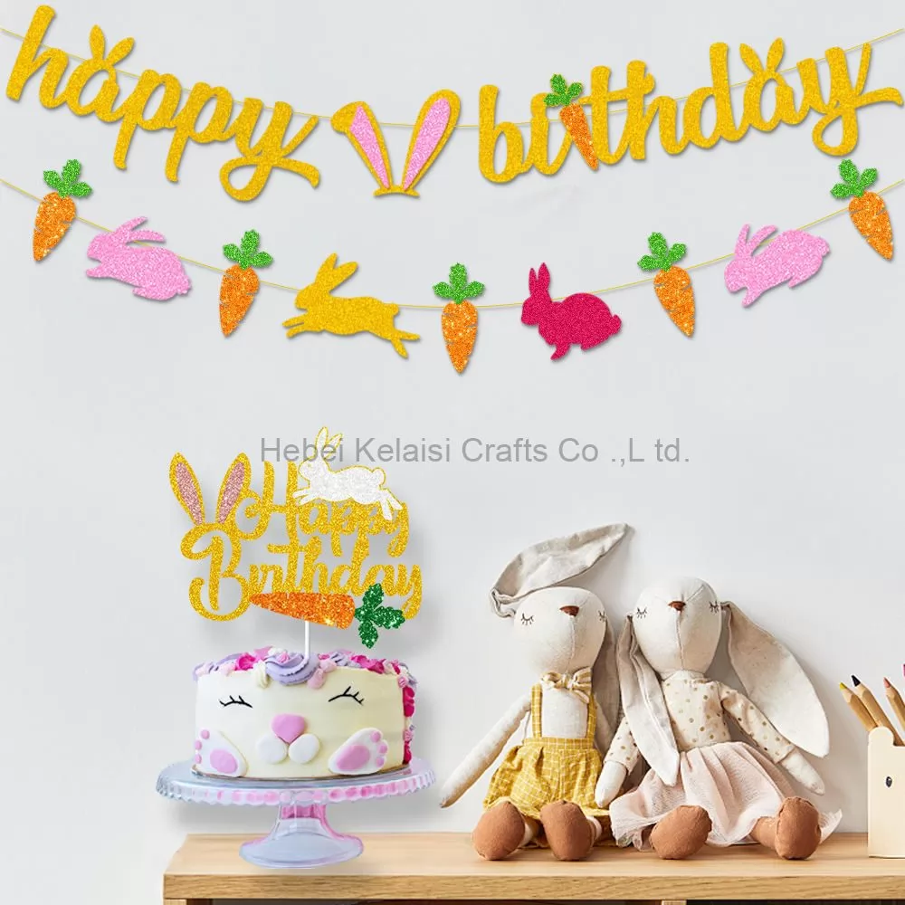 Golden Glitter Easter Birthday Banner