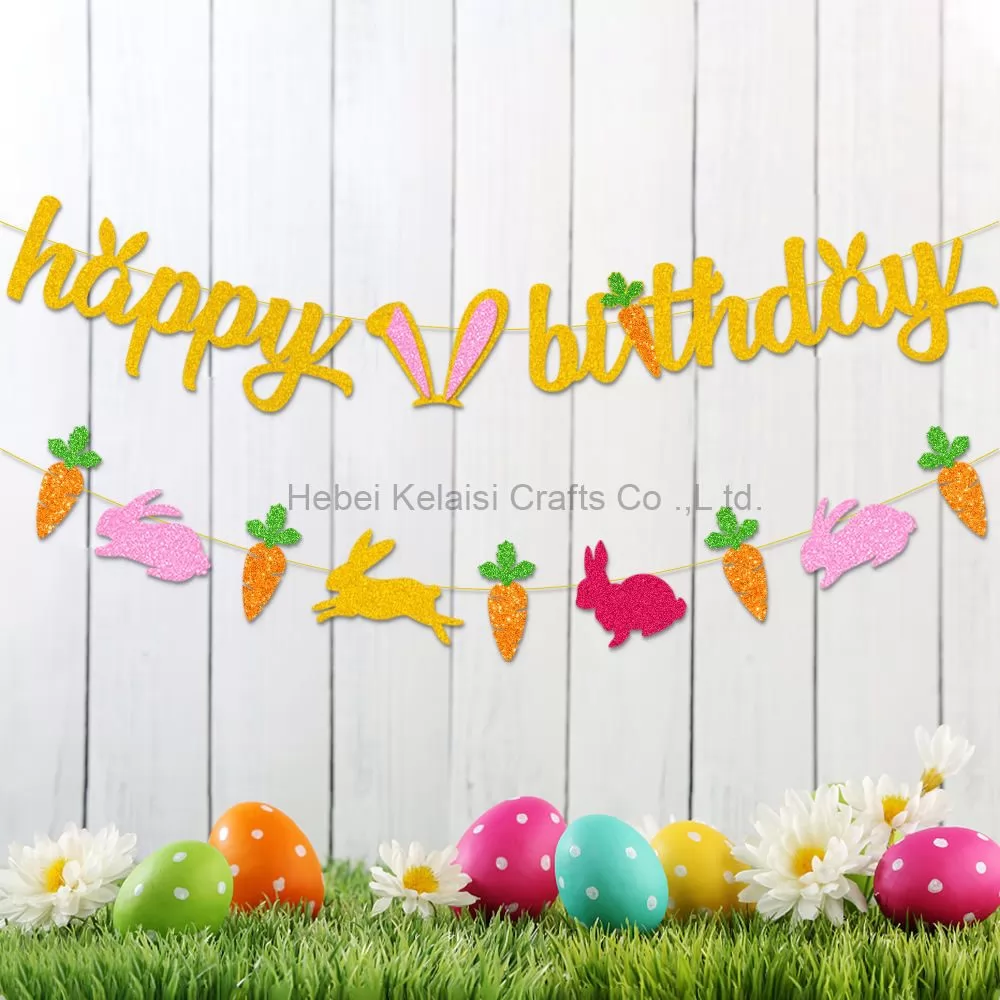 Golden Glitter Easter Birthday Banner