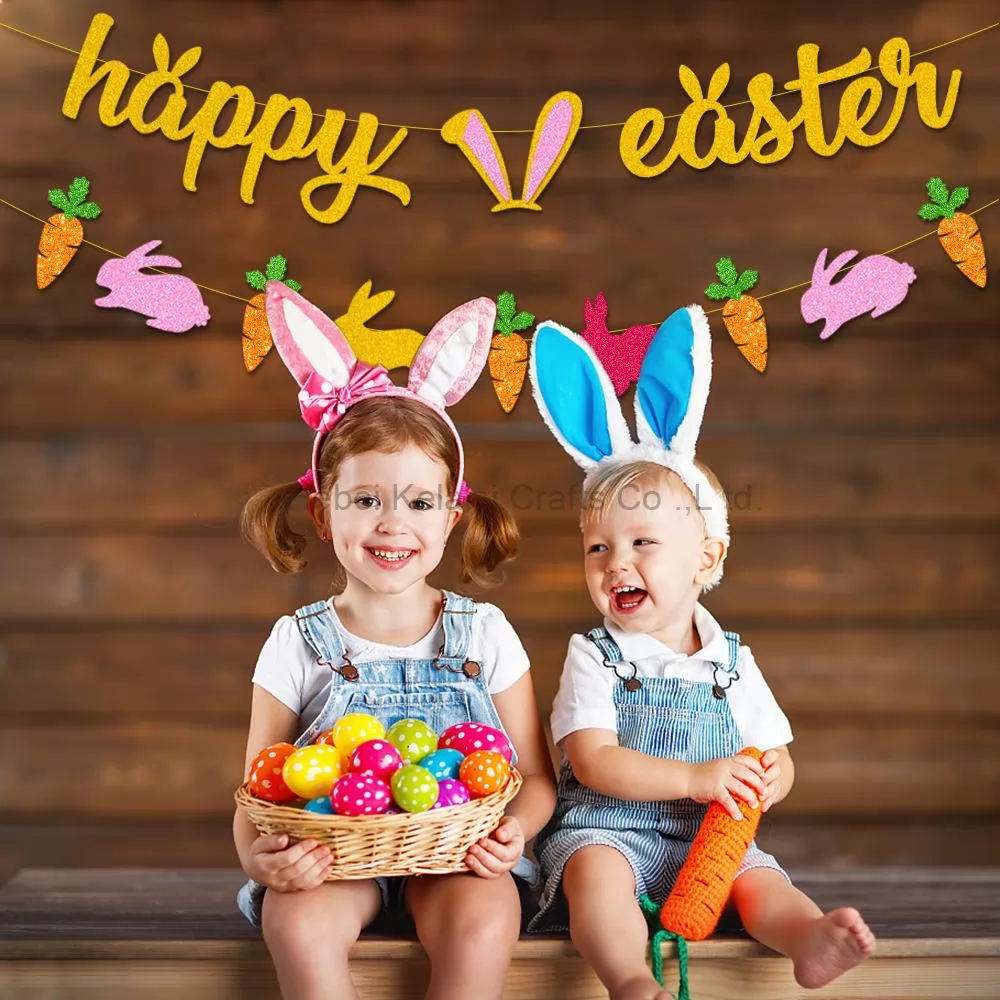 Golden Glitter Easter Birthday Banner