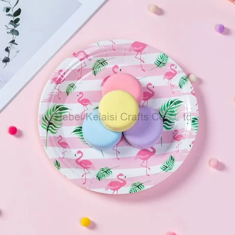 10pcs Flamingo Pattern Disposable Plate