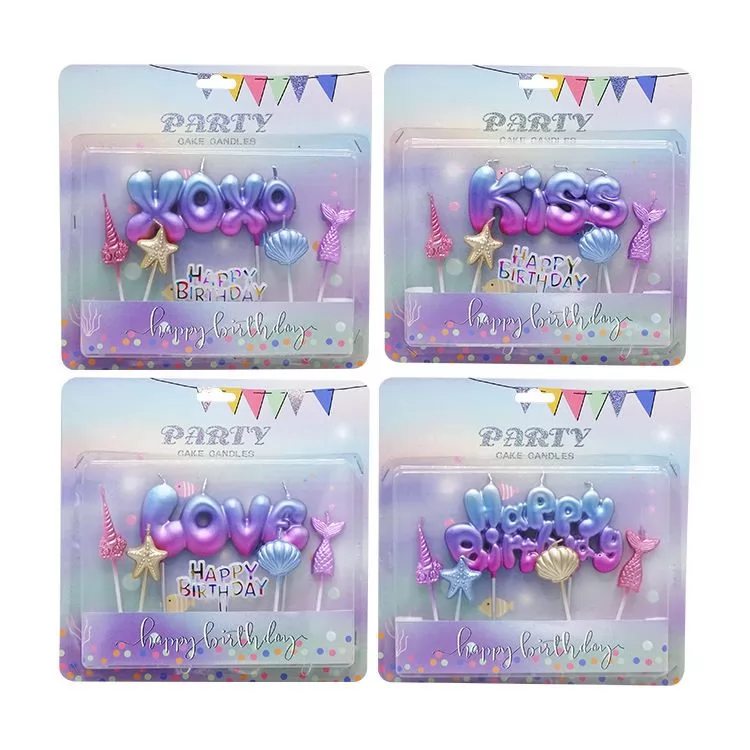 Blue Purple Powder gradient birthday candle