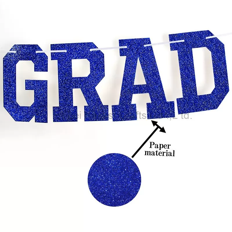 Blue Glitter Congrats Grad Banner