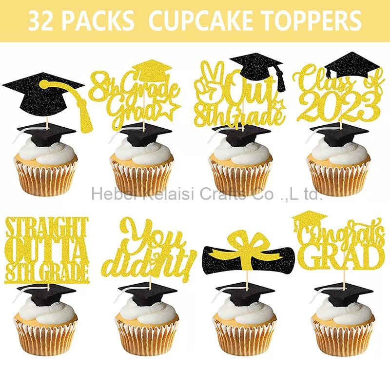 congrats done Bachelor hat graduation cake insert card graduation theme decoration