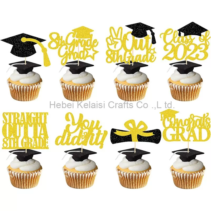 congrats done Bachelor hat graduation cake insert card graduation theme decoration