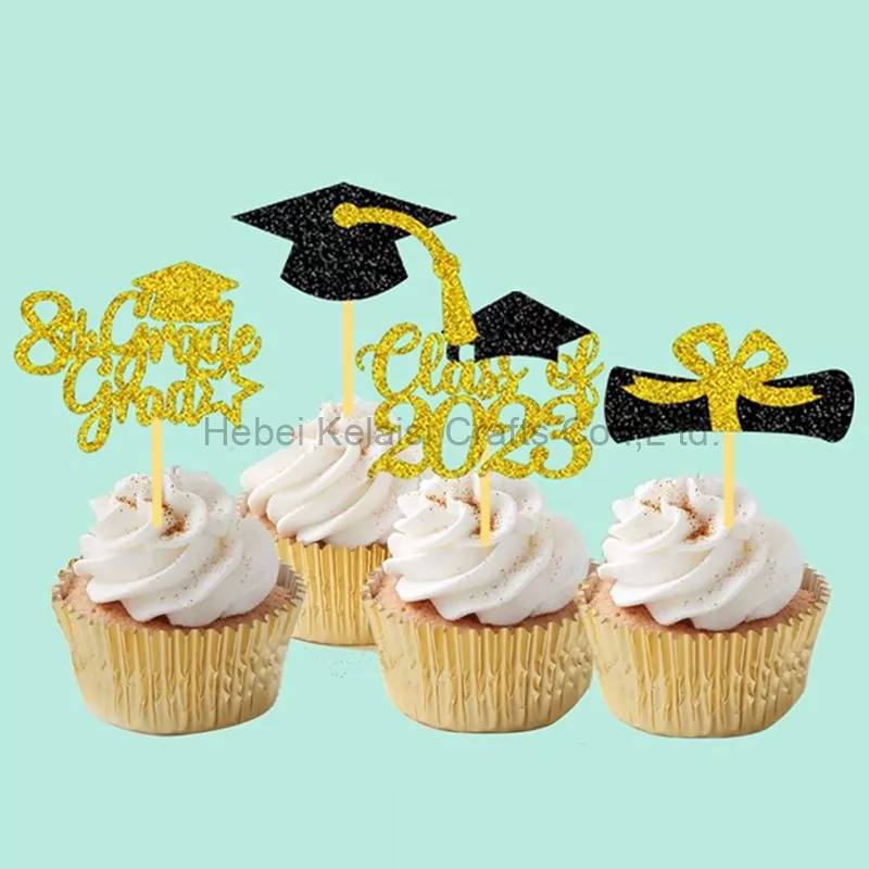 congrats done Bachelor hat graduation cake insert card graduation theme decoration