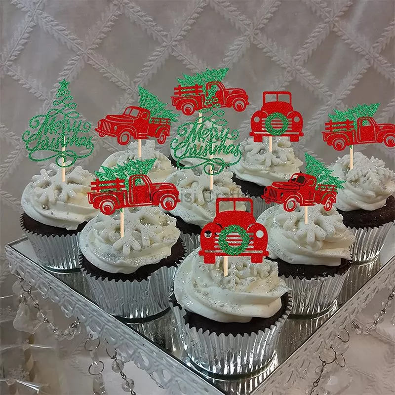 Merry Christmas Tree Xmas Theme Cake Topper