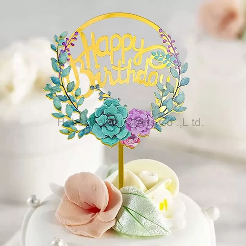 Acrylic Colorful Flowers Cake Toppers