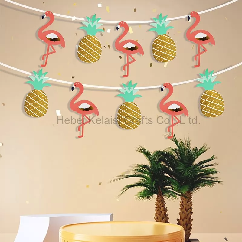 Pineapple Flamingo Banner Party Supplies Birthday Decoration