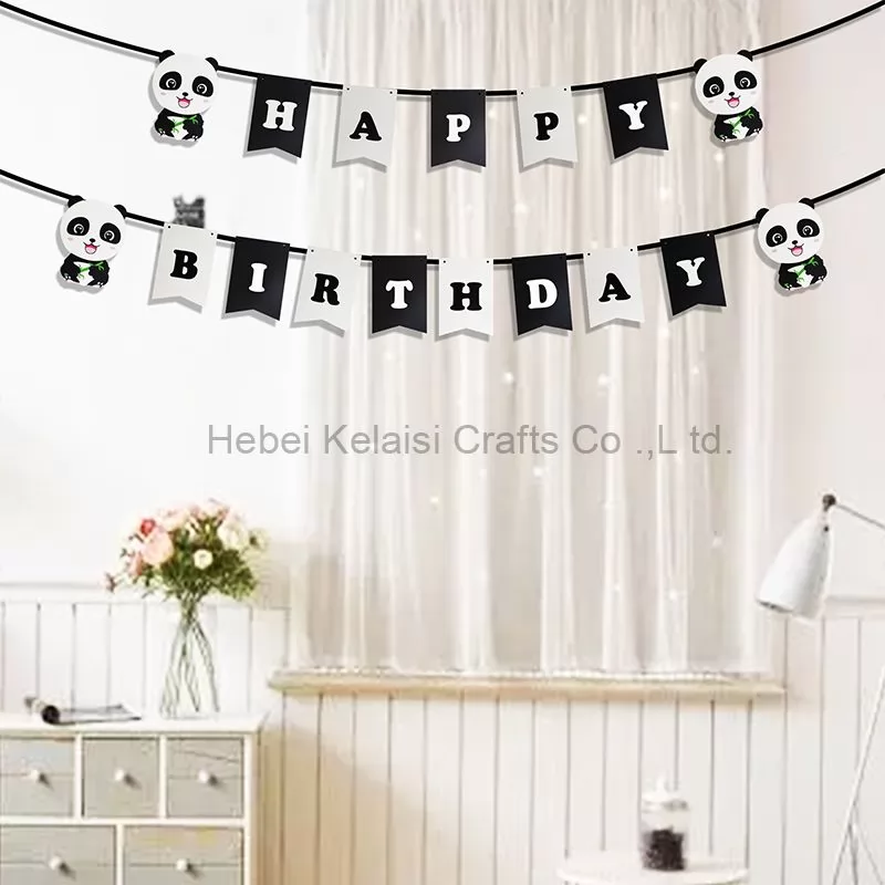 Panda Themed Happy Birthday Banner