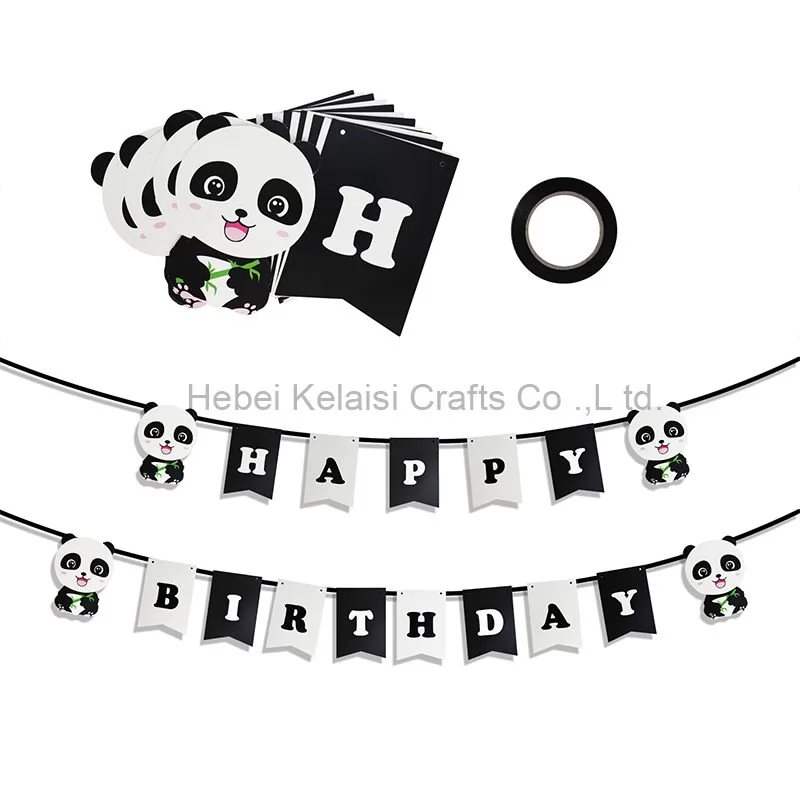 Panda Themed Happy Birthday Banner