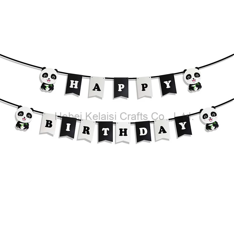 Panda Themed Happy Birthday Banner