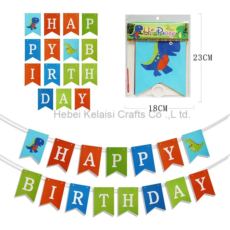 Dinosaur Theme Paper Happy Birthday Banner