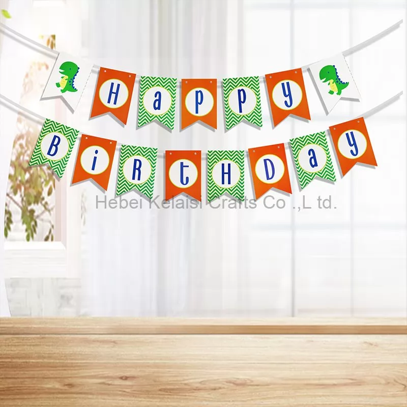 Dinosaur Theme Paper Happy Birthday Banner