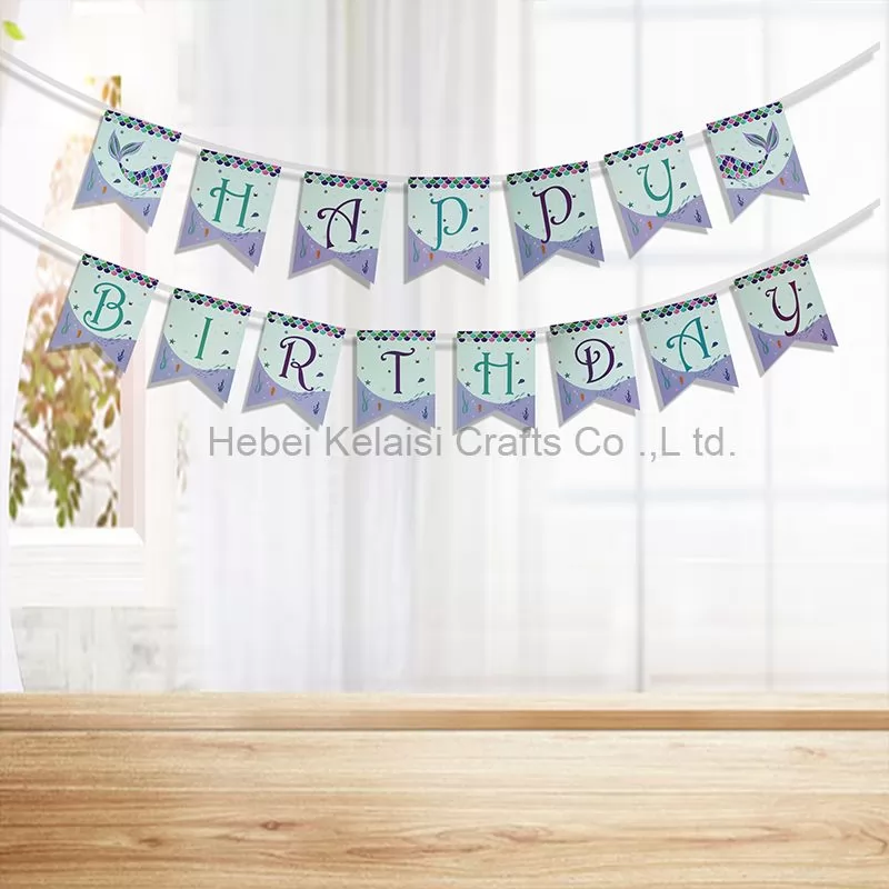 Mermaid Party Happy Birthday Banner