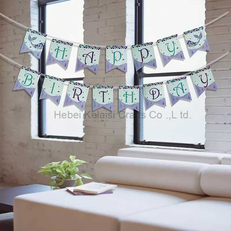 Mermaid Party Happy Birthday Banner