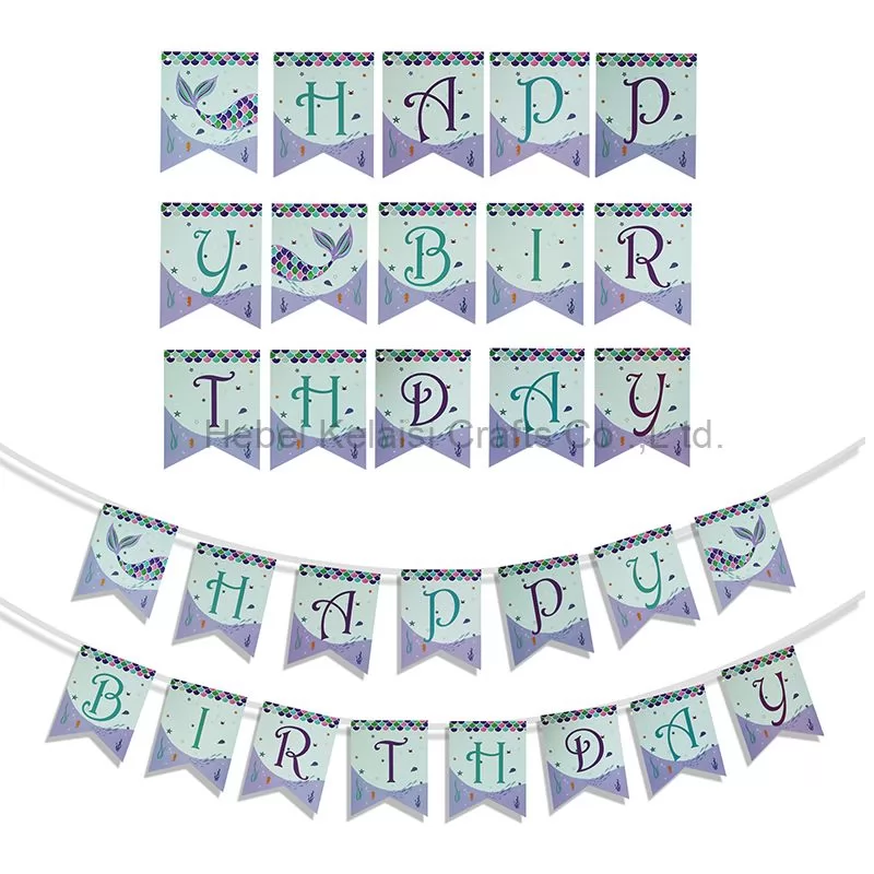 Mermaid Party Happy Birthday Banner