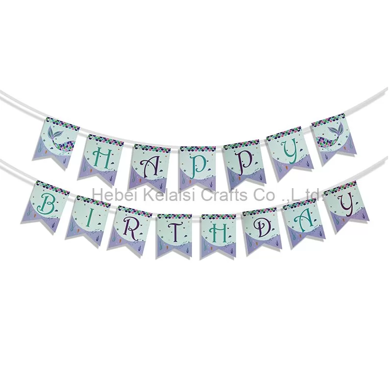 Mermaid Party Happy Birthday Banner