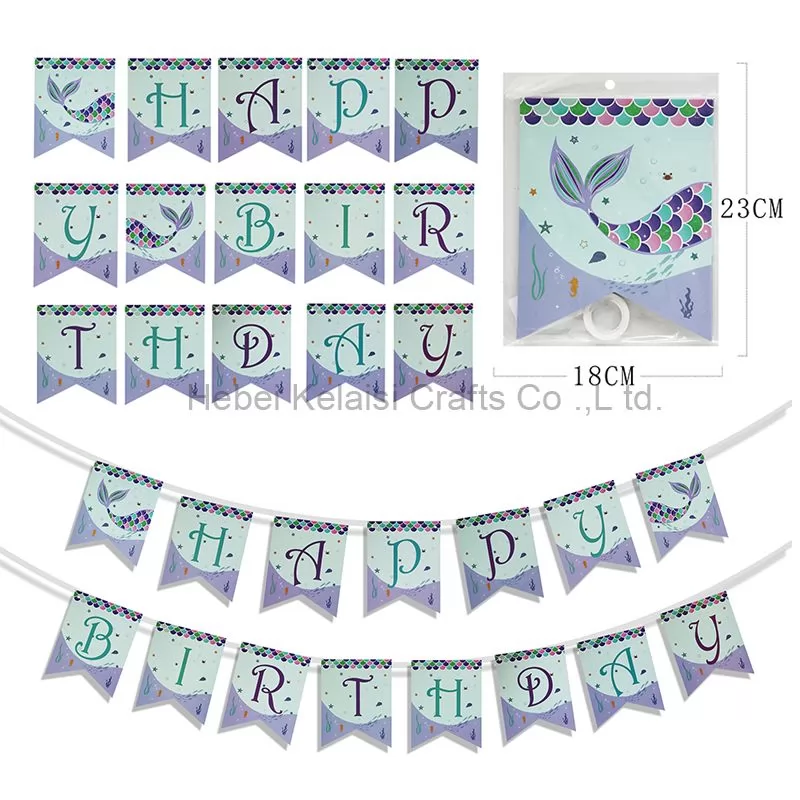 Mermaid Party Happy Birthday Banner