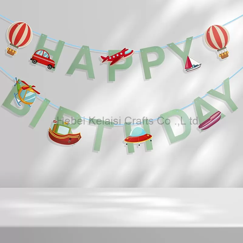 Transportation happy birthday party banner