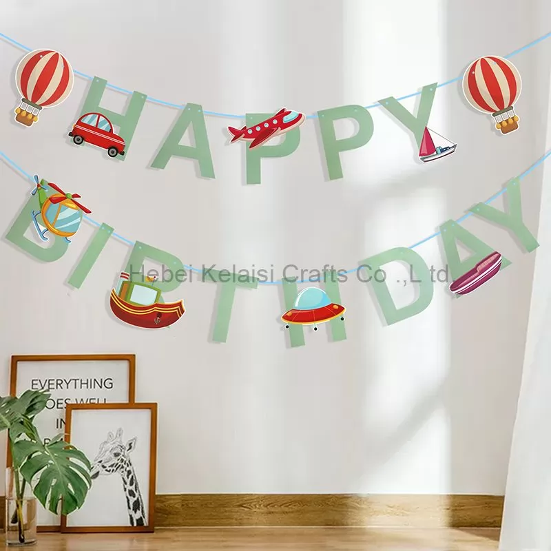 Transportation happy birthday party banner