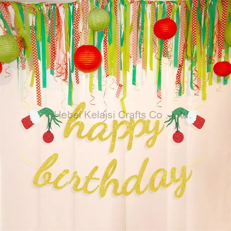 Christmas hat happy birthday decor party banner