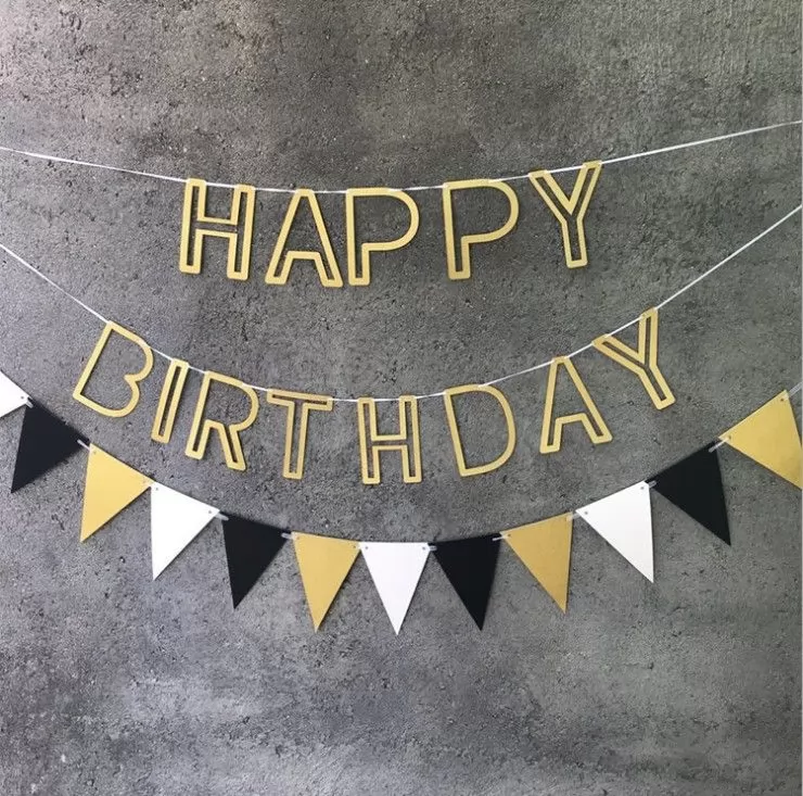 colorful hollowed out happy birthday letter banner