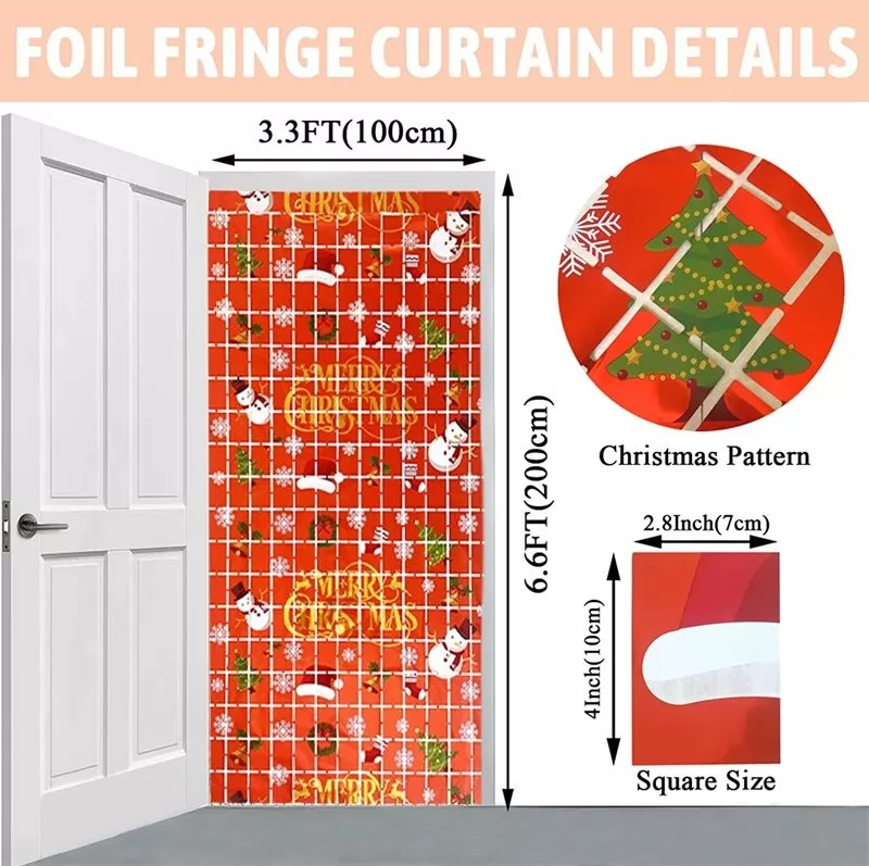 Square Christmas Fringe Curtain Party Scene Decoration