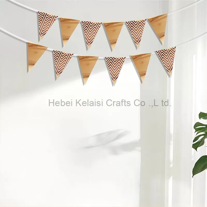 Rose Gold Paper Bunting Triangle Flags Wavy Banner