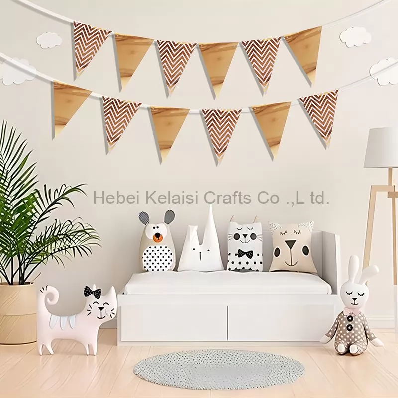 Rose Gold Paper Bunting Triangle Flags Wavy Banner