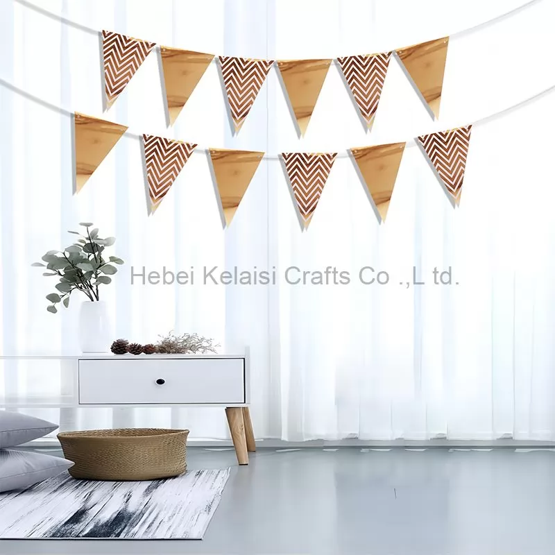 Rose Gold Paper Bunting Triangle Flags Wavy Banner